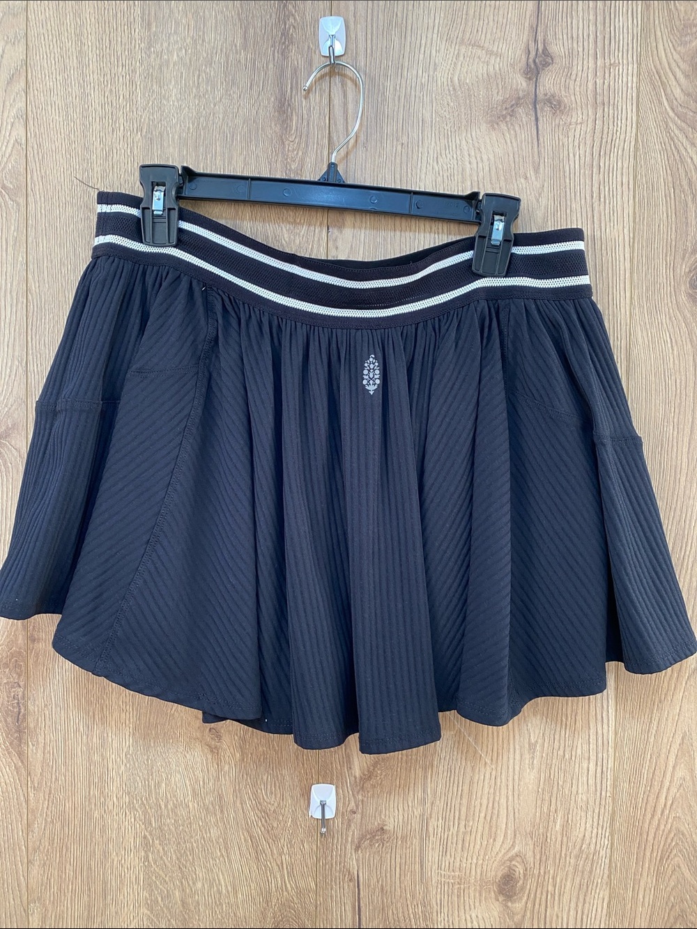 FP Movement Free People Sultry Skort Ribbed Tennis Skirt Black Size XL